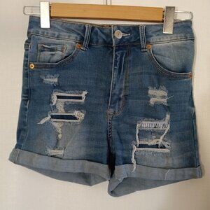 WAX Jeans Collection Cuffed Shorts Distressed Denim Size M 26 x 3